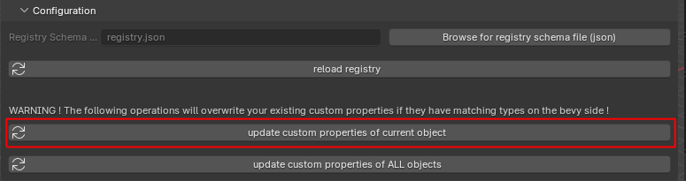 update custom properties